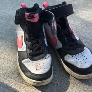 Nike Black and Pink High-Top Sneakers